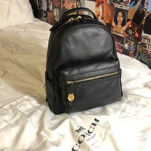 Coach pebble leather black/gold campus backpack